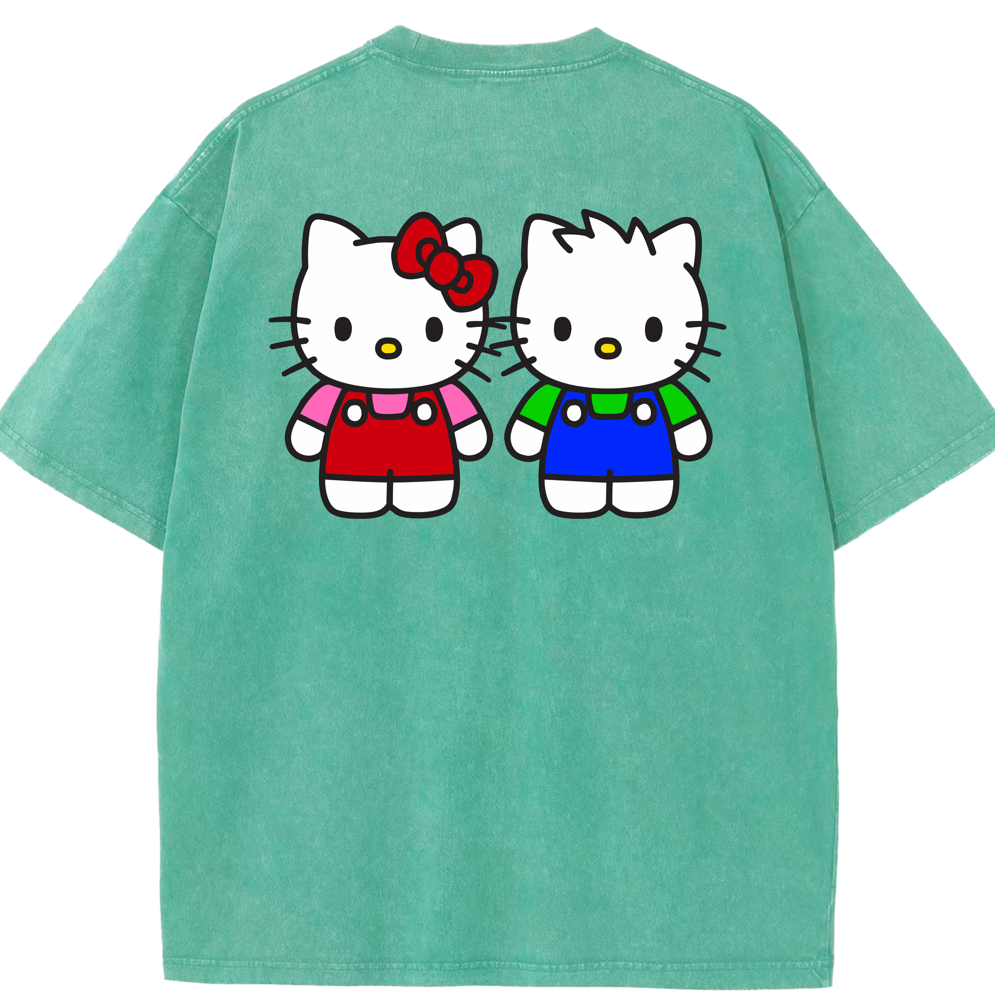 （画像用） Hello Kitty ハローキティ 綿100% ヴィンテージ風 半袖Tシャツ（背面プリント）